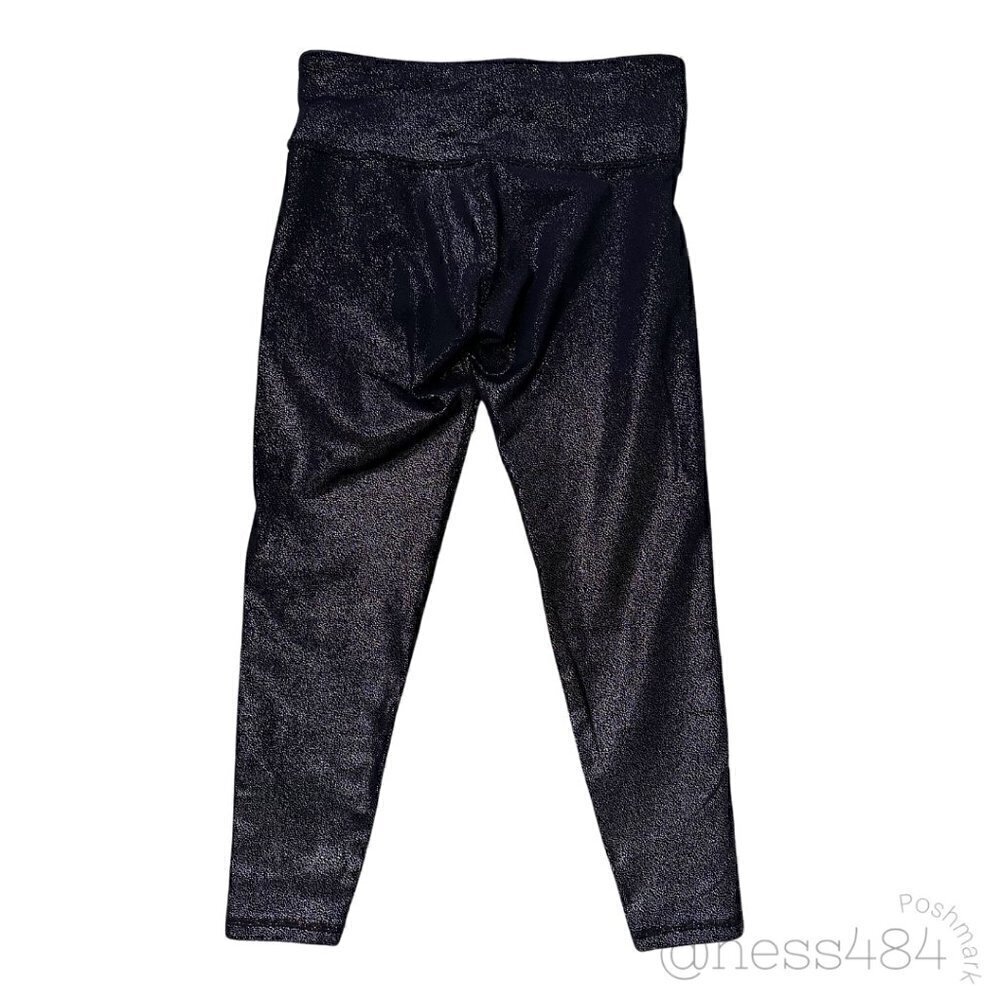 Nancy Rose Performance Metallic Sparkle Leggings‎ High Waist Black Size 4